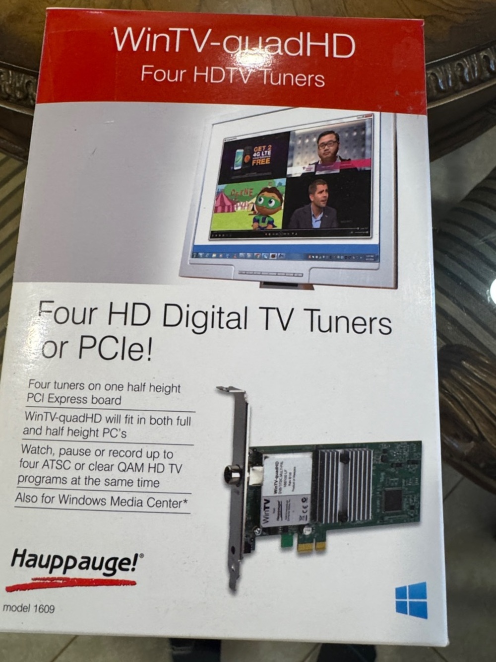 Hauppauge WinTV-quadHD Four HD Digital TV Tuners PCIe Card - White/Red